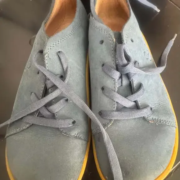 Vivobarefoot Addis Kids Blue Leather Trainer Comfort Shoes - Picture 2 of 7